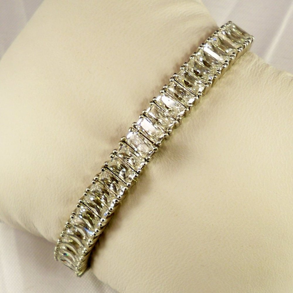 NEW Vintage Suzanne Somers Radiant Cut Cubic Zirconias Silver Cuff Bracelet